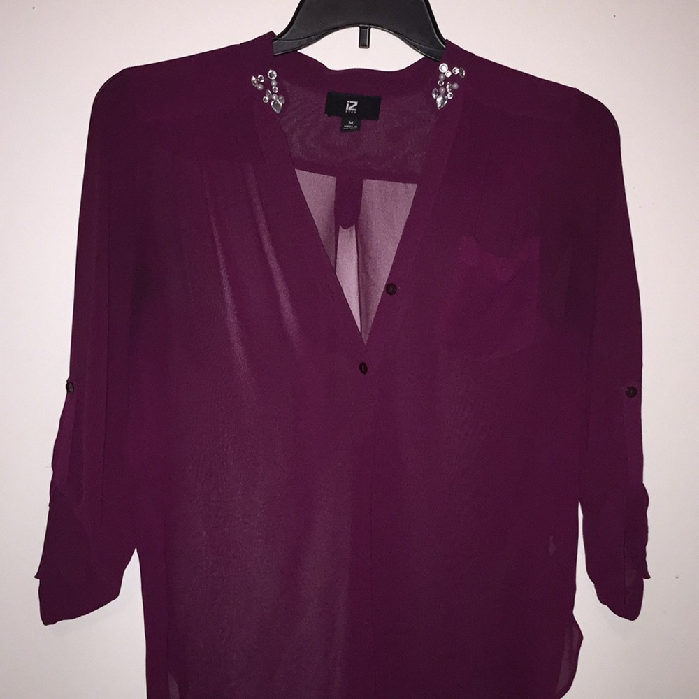 Jeweled sheer tunic top
